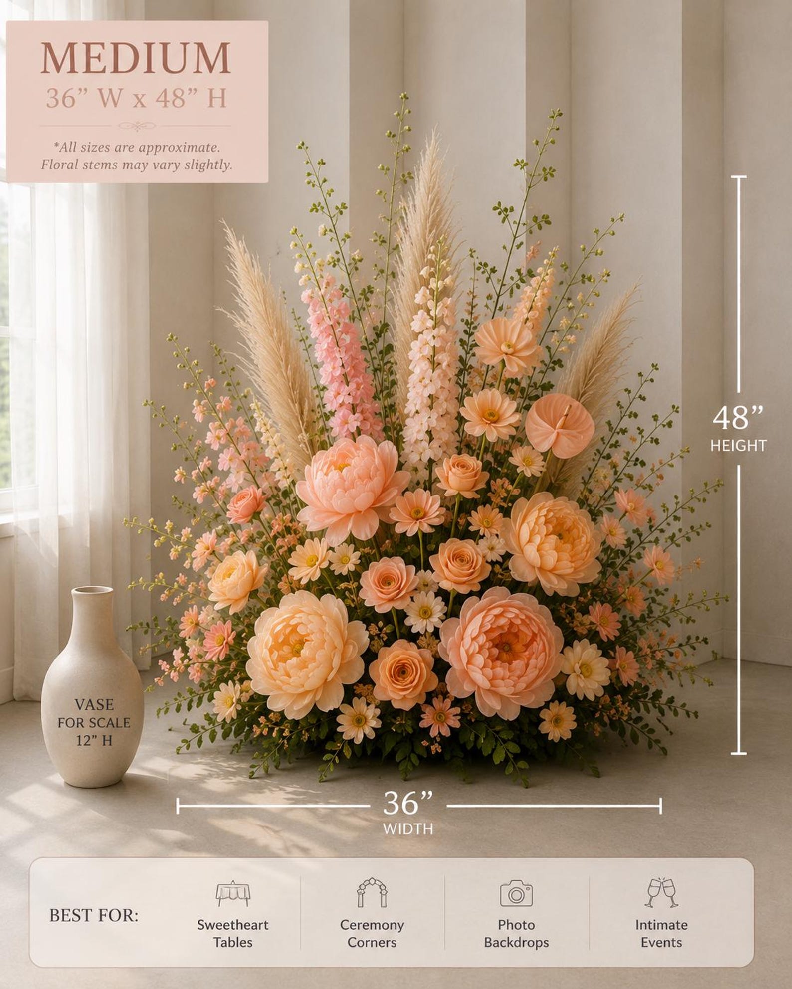Custom Floral Arrangement Boho Peach Medium